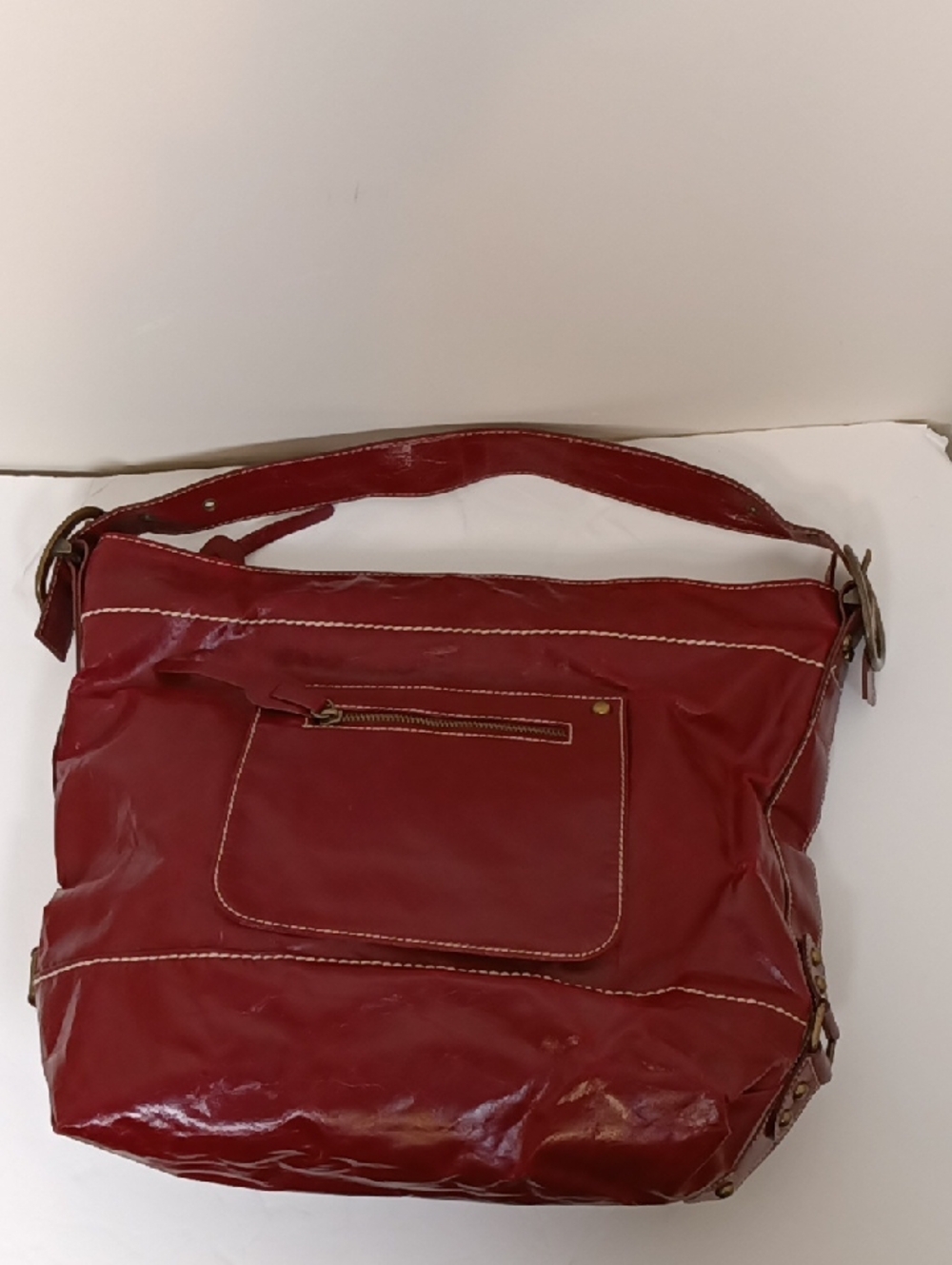 RARE Vintage Jimmy'z Surf Co Glazed Red Leather Hobo Shoulder Bag